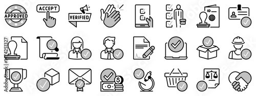 Icons in two tones about approval