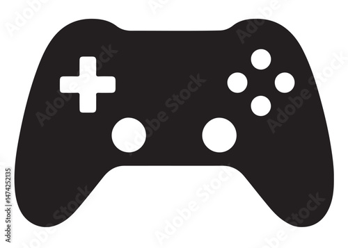 game controller silhouette vector illustration, game controller logo icon, gaming controller in black silhouette, logo icon of a gaming controller in black silhouette isolated on white background