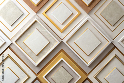 Geometric Diamond Pattern Wall Art Decor Modern Interior Design Square Backdrop