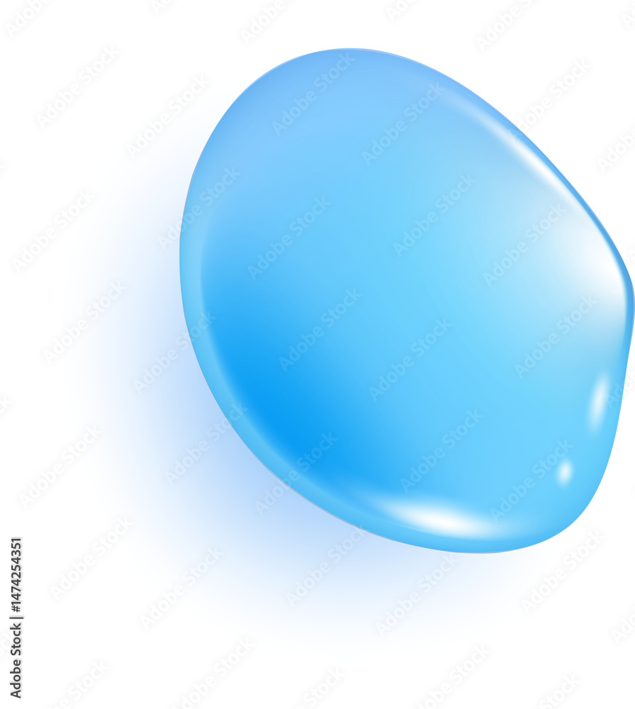 Blue water drop. Liquid transparent splash of gel. Realistic clear texture shape on surface. Top view of aqua collagen and spot of serum. Blue water drop. Liquid transparent splash of gel. Realistic clear texture shape on surface. Top view of aqua collagen and spot of serum.