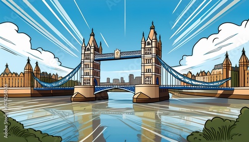 comic hand drawn illustration of tower brigde tower brigde in london