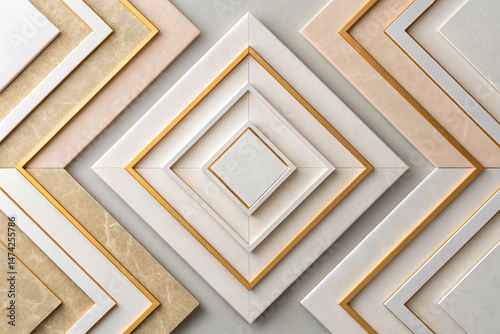 Abstract Geometric Art with Diamond Shapes and Gold Accents for Modern Decor