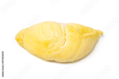Mon Thong Durian is a signature Thai fruit known for its distinct smell and creamy sweet taste isolated on white background