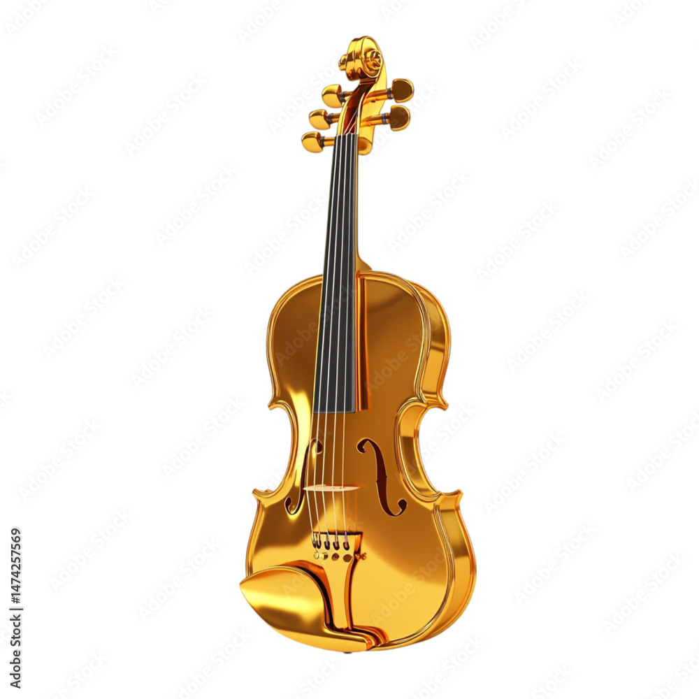Fototapeta premium A golden violin a musical instrument of elegance and luxury