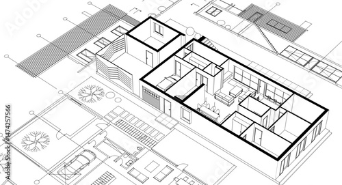 architecture concept sketch housing 3d illustration