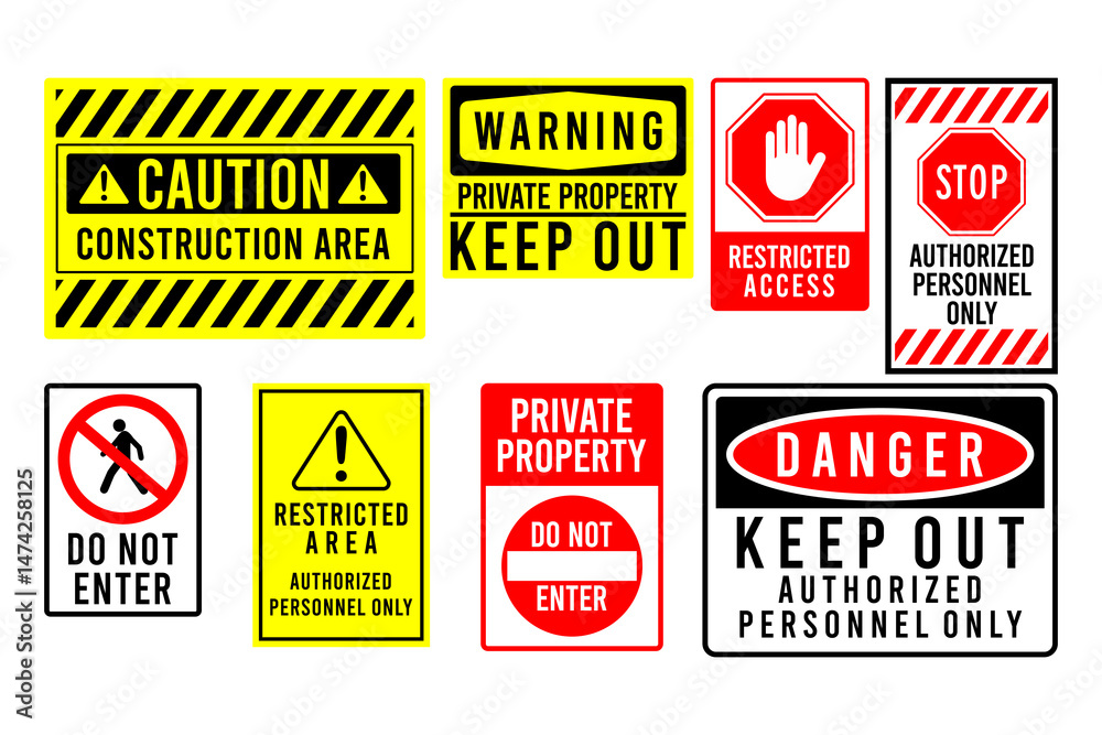 Fototapeta premium Caution danger and warning signs