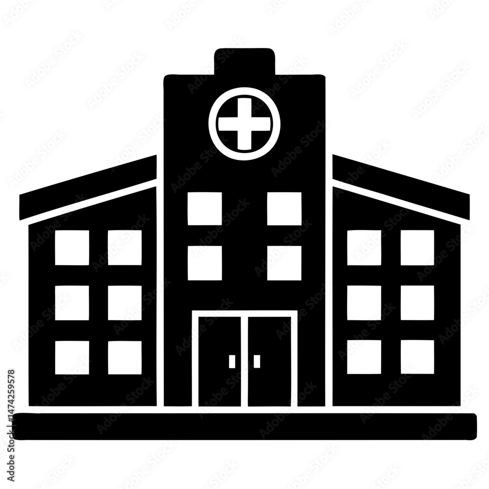 Obraz premium Modern hospital building icon vector isolated on transparent background