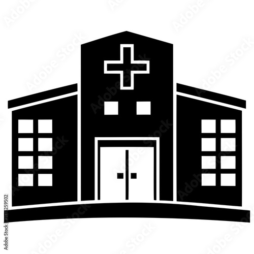 Stylized hospital building icon vector illustration on a transparent background