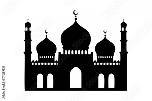 Black Silhouette of a Mosque ...