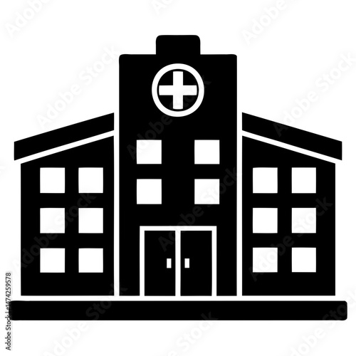 Modern hospital building icon vector isolated on transparent background