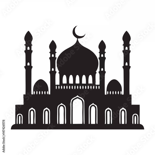 Vector islamic mosque black s...