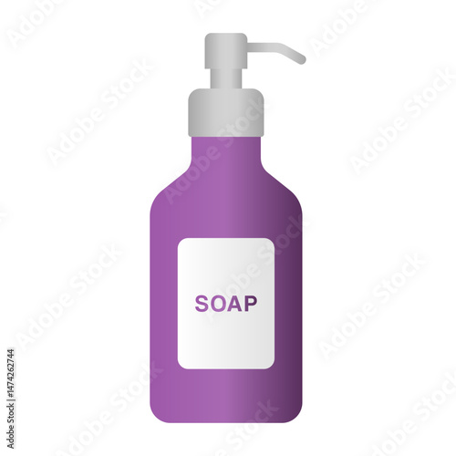 Purple Liquid Soap Pump Bottle Vector. Hygienic Liquid Soap for Cleaning Hands.