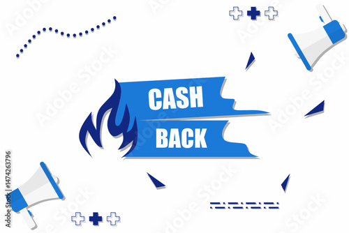 Vector banner. Megaphone with cash back speech bubble. Loudspeaker. Banner for business, marketing. Banner design vector illustration.