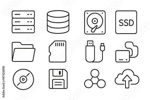 Collection of vector icons representing Internet of Things concepts and applications in a modern, digital context
