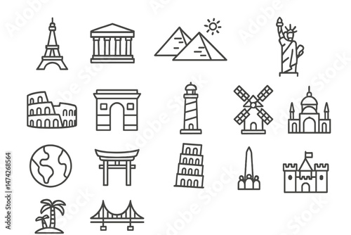 Carbon footprint outline icons showcasing environmental impact and sustainability efforts for educational use