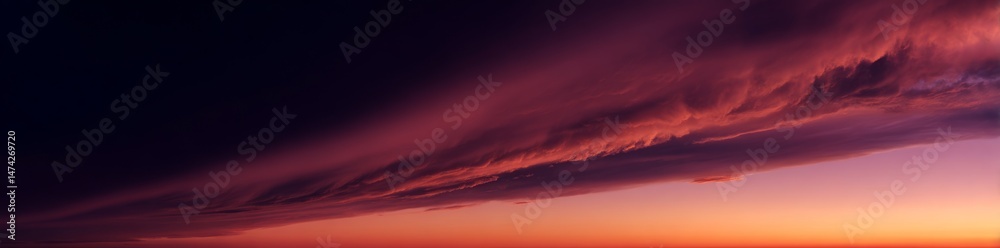 Fototapeta premium Dramatic sunset sky background for 360 VR in 2:1 equirectangular format, designed for sky replacement, provided in 300 dpi high quality and utilizing the Adobe RGB color profile