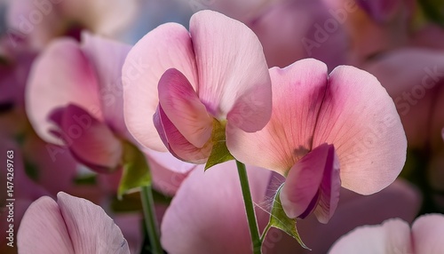 close up of sweet peas with soft pink petals n delicate floral beauty in high resolution botanical photography photo