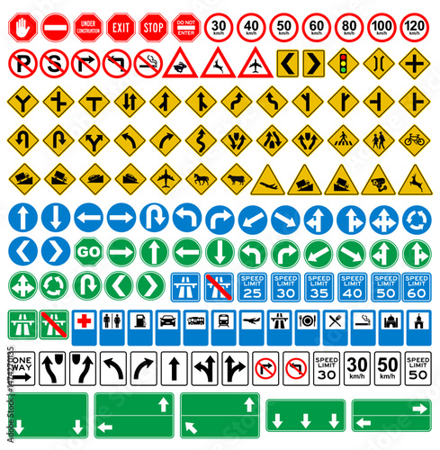 set of international road signs vector design