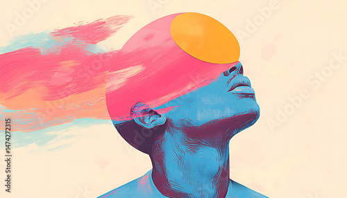 Surreal Man with Sky, and Dreamscape Portrait.