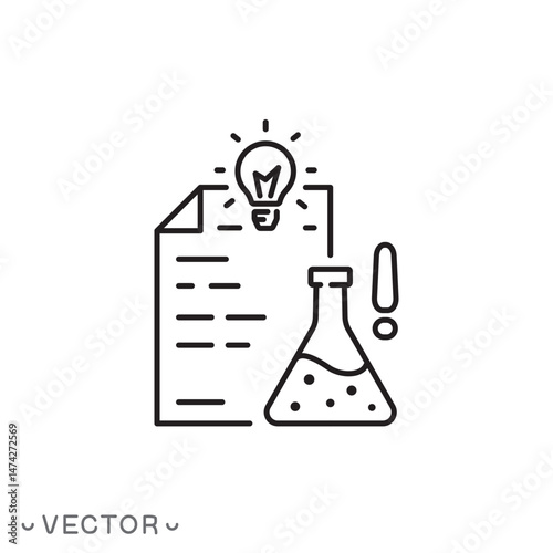 scientific supposition icon, hypothesis or assumption concept, thin line symbol isolated on white background, editable stroke eps 10 vector illustration