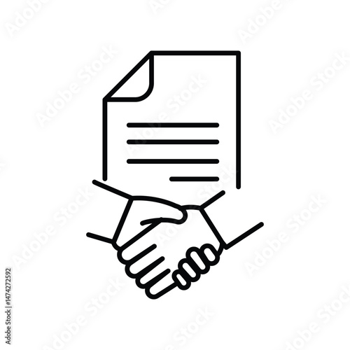 handshake icon vector art design set on white background