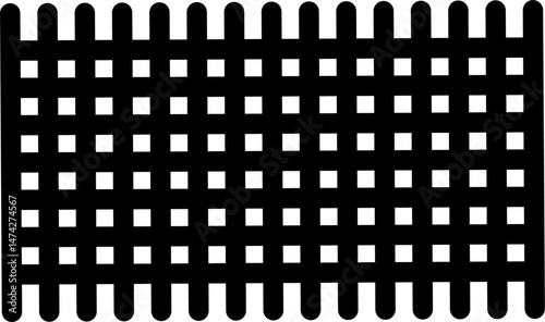 Seamless pattern with black and white geometric shapes. Vector black and white thick vertical and horizontal lines forming cells, hand drawn. Scribble pattern.