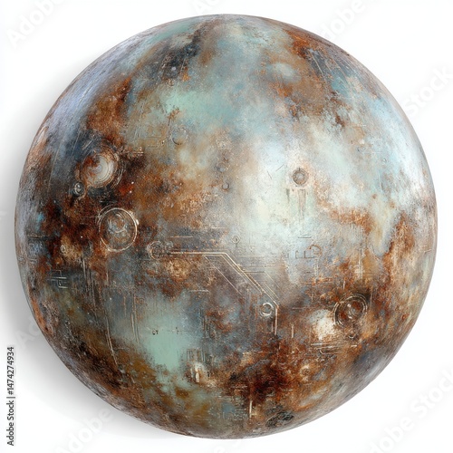 A detailed view of a green and brown textured planet resembling Earth, showcasing natural features against a transparent background becomes a detailed view of an Earth-like planet with green and