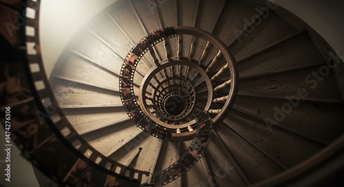 Wallpaper Mural Spiral Staircase with Film Strip Torontodigital.ca