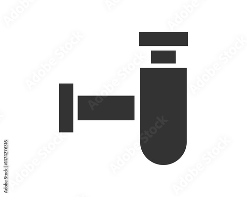 Simple, bold illustration of a sink drain pipe, ideal for plumbing, repair, or maintenance themes. Clear vector design, suitable for various digital and print applications.
