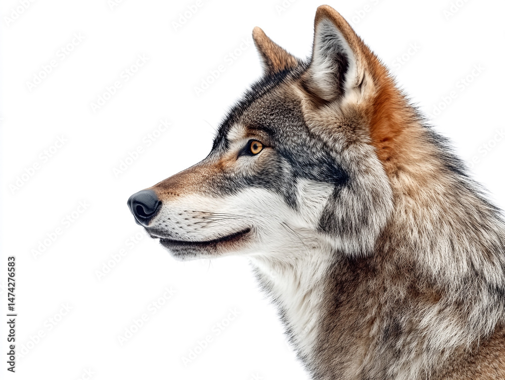 Obraz premium Portrait Of A Wolf Isolated On A White Background