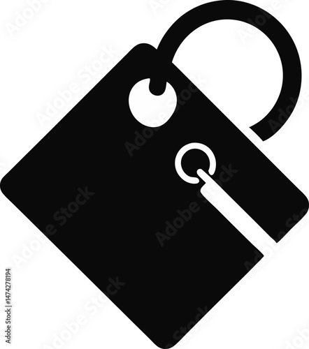Key Tag Loop Silhouette Vector Illustration 