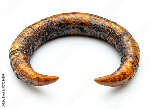 image of a curved horn with natural textures and details isolated on a pristine white background