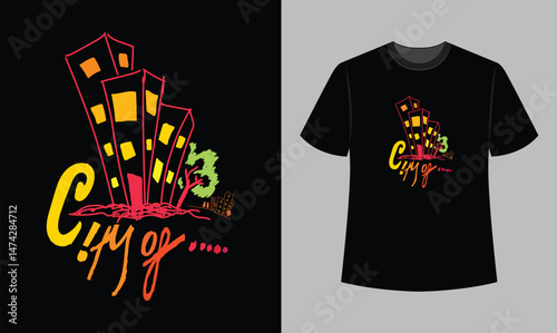 city text vector illustration t shirt design. t shirt design concept