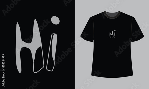 hi text vector illustration t shirt design. t shirt design concept