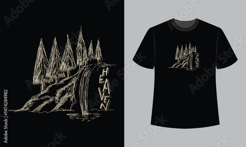 heaven text vector illustration t shirt design. t shirt design concept