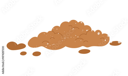 mound of earth with texture. Flat isolated color illustration with doodle elements. It is suitable for postcards, prints, blog design, children's books, packaging design, and spring projects.