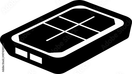 Mobile Sim Tray Silhouette Vector Illustration 
