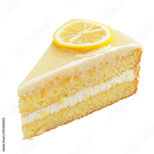 Obraz na płótnie piece of cake with lemon isolated on transparent background w salonie