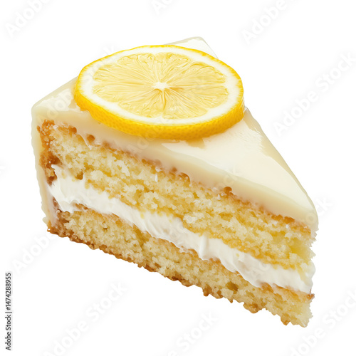 Obraz na płótnie piece of cake with lemon isolated on transparent background w salonie