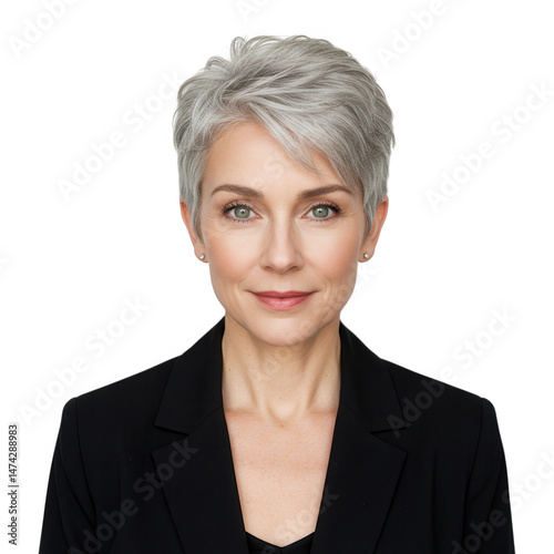 Woman with blazer portrait isolated on transparent background