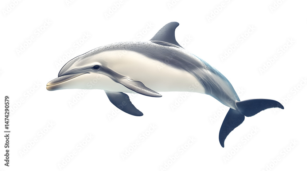 Fototapeta premium Playful Dolphin Isolated on White Background - Clear, High-Quality Image for Design Projects