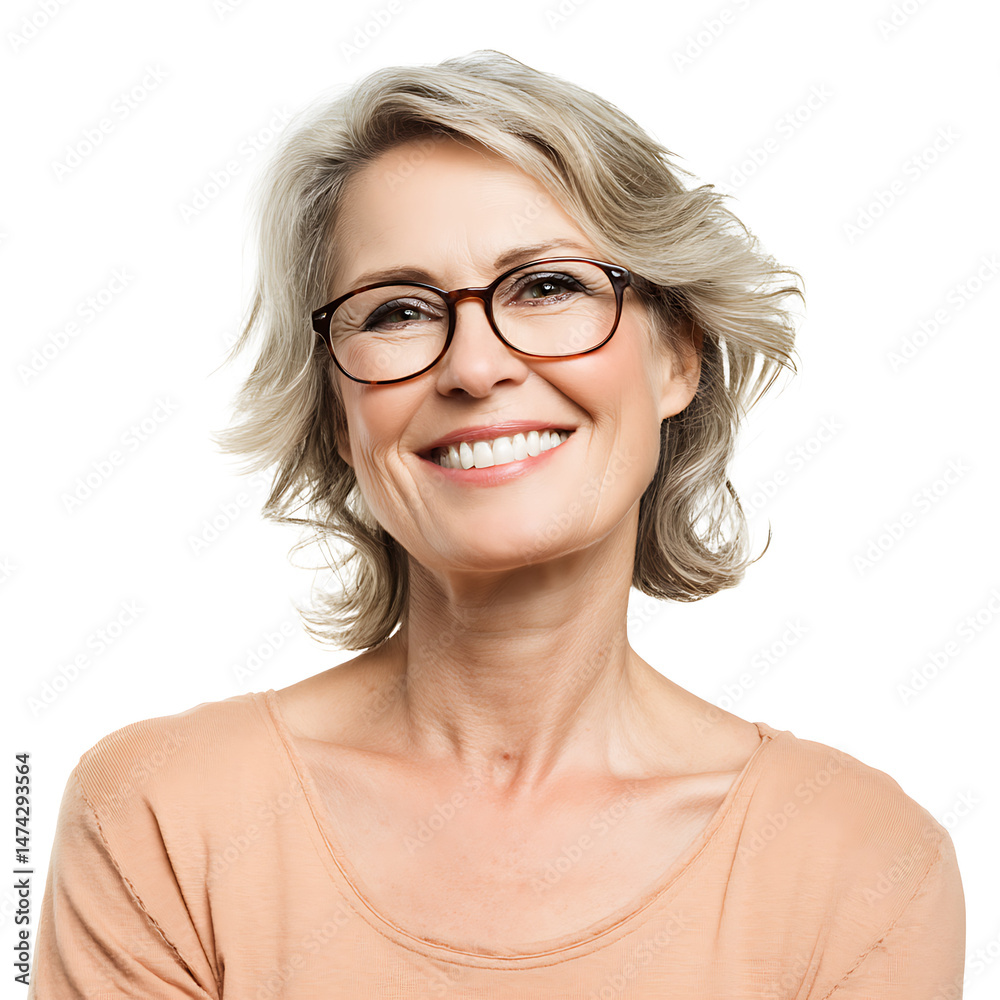 Obraz premium A portrait of a cheerful senior woman wearing glasses 