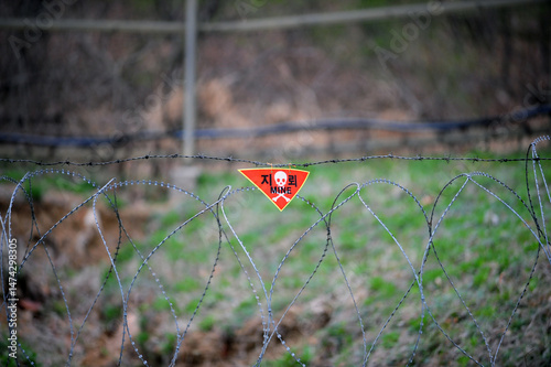 Minefield warning near the Korean Military Demarcation Line.