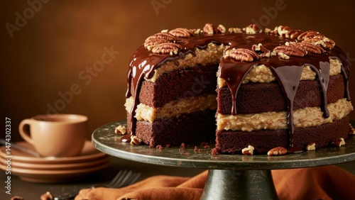 Delicious German Chocolate Cake, dessert photography