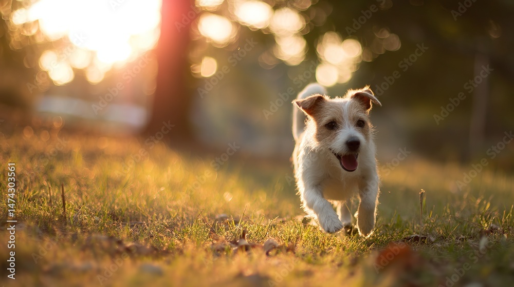 Jack Russel terrier sprinting through grass, pure joy in motion Jack Russel terrier sprinting through grass, pure joy in motion