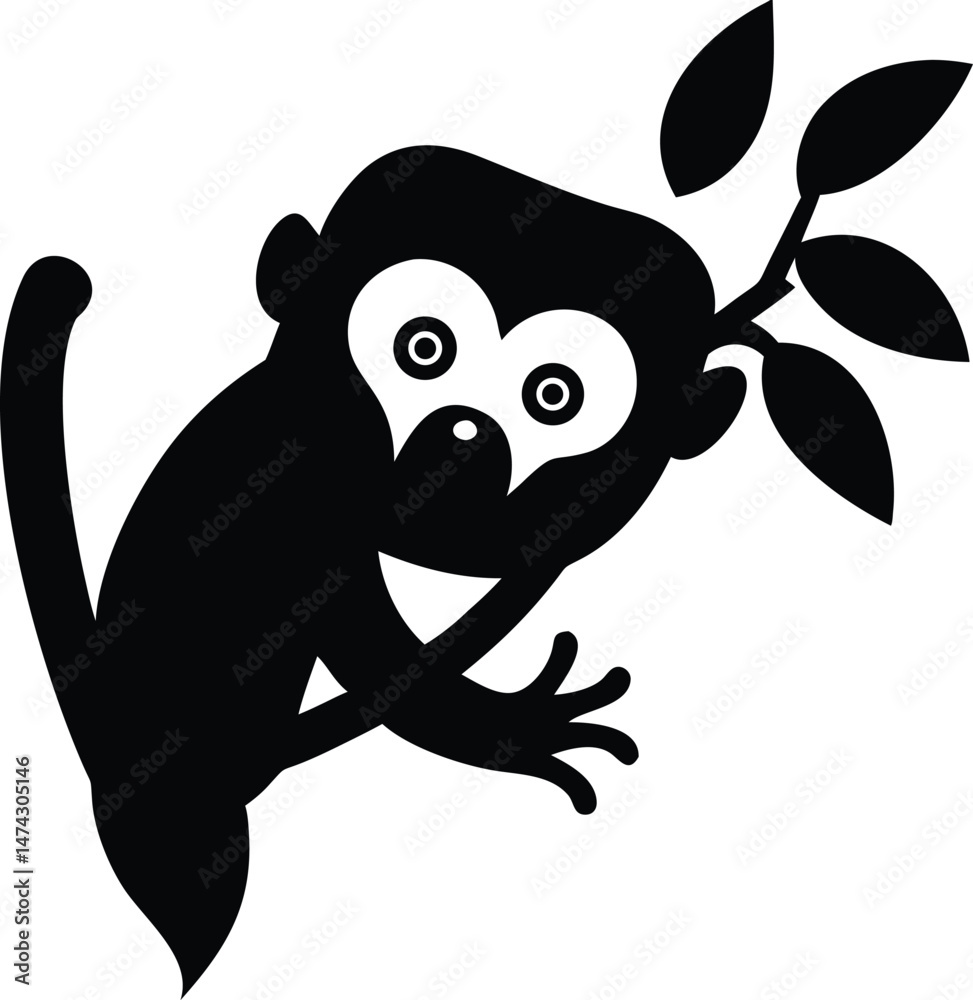 Fototapeta premium Monkey in Motion Across Vines – Jungle-Themed Border Art