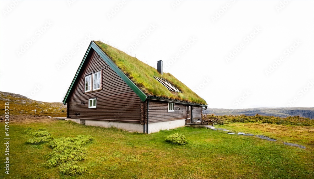 an eco friendly nordic house with a green roof isolated transparent an eco friendly nordic house with a green roof isolated transparent