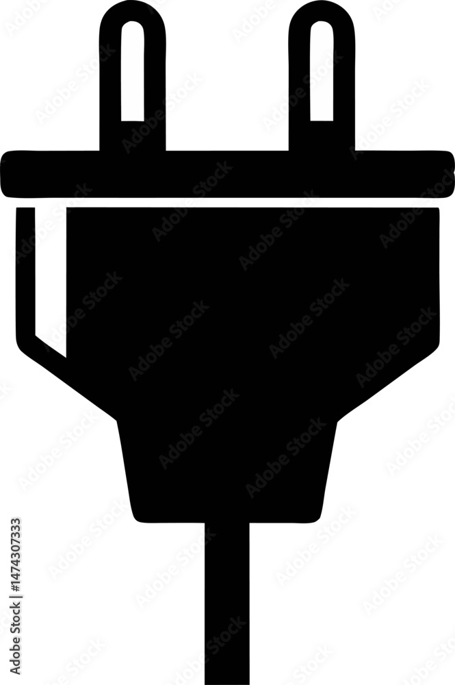 Obraz premium Power Adapter Plug Pin Silhouette Vector Illustration