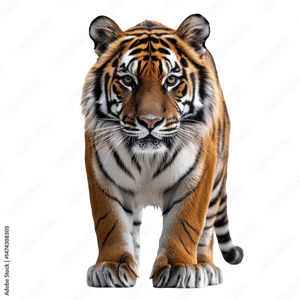 Fototapeta premium Tiger wildlife animal predator feline bengal tiger wildcat carnivore image on transparent background