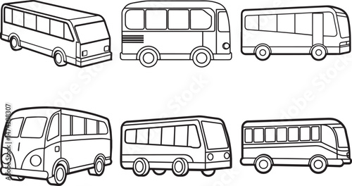 Set of Bus outline vector illustraion